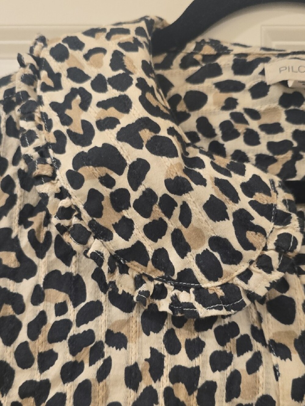 Pilcro Leopard Print Shirt in Cream and Black - Picture 3 of 8